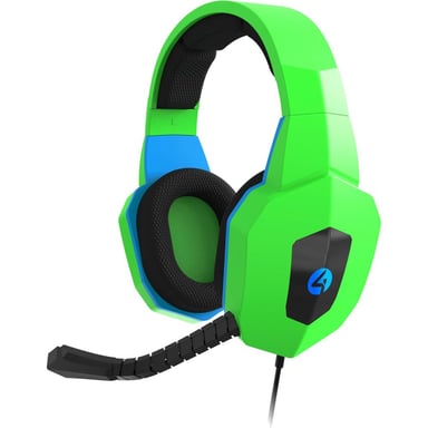 4Gamers Neon Edition | Wired Gaming Over-Ear Headset | Neon Design | Green/Blue