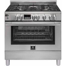 Electrolux 5-Burner Gas Cooker | 90x60cm | 127L Fan Oven | Automatic Ignition & Thermocouple Safety - Silver - EKG9241Z9X