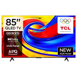 New TCL 85 Inch Premium QLED TV 2026 Model, 60Hz(VRR 120Hz/DLG 120Hz), ONKYO 2.0 Hi-Fi System,Slim & Uni-body, AiPQ Processor, HVA Panel, TCL AI, Dolby Vision ,Atmos
