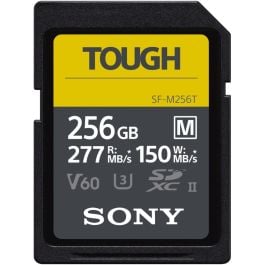 سوني SDXC UHS-II Tough-M | SF-M256T | 256 جيجابايت | سرعة قراءة 277MB/s | سرعة كتابة 150MB/s | أسود
