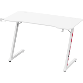 GamerTek Z Desk – 120x60cm Gaming Desk with Headset Hook, Cup Holder & Stabilizers – White