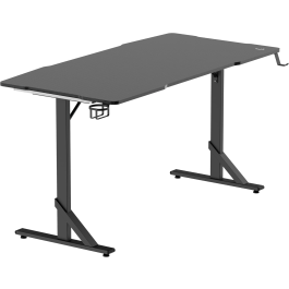 Gamertek Alpha Pro RGB Gaming Desk – 140cm Carbon Finish, Headset & Cup Holder – Black