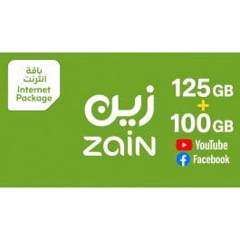 Zain Internet Recharge Card 125GB+100GB YouTube and Facebook 3 Months